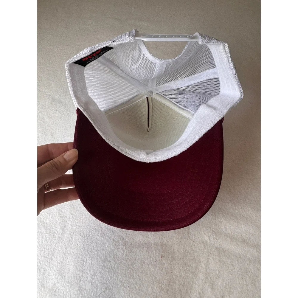Otto Whop Trucker Hat Burgundy White Mesh Snapback Rope Cap Retro Streetwear